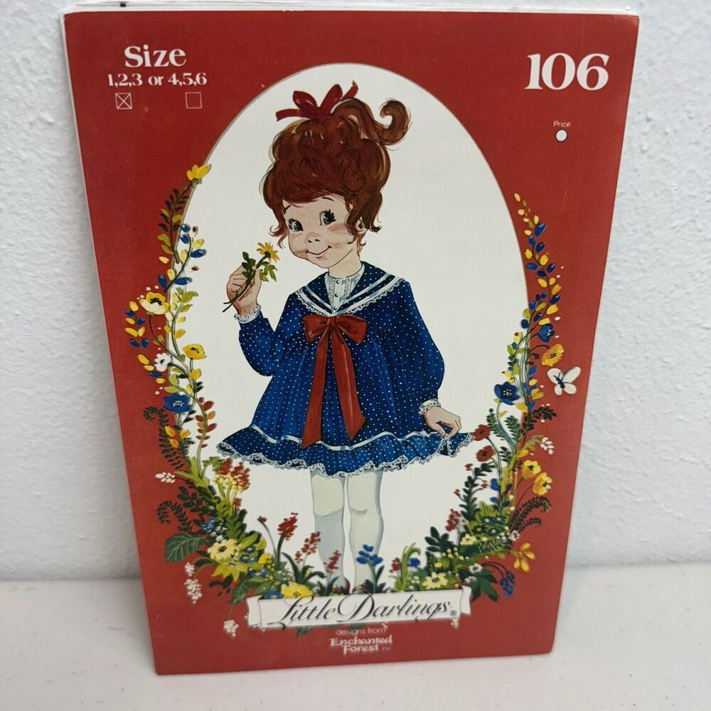 ENCHANTED FOREST #106 LITTLE DARLINGS TODDLERS GIRLS DRESS PATTERN-UNCUT-1-2-3